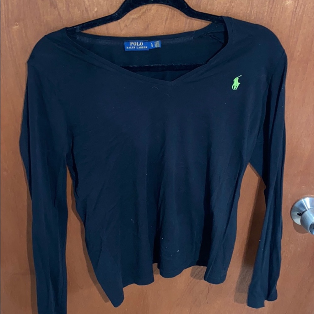 V-neck polo long sleeve T-shirt